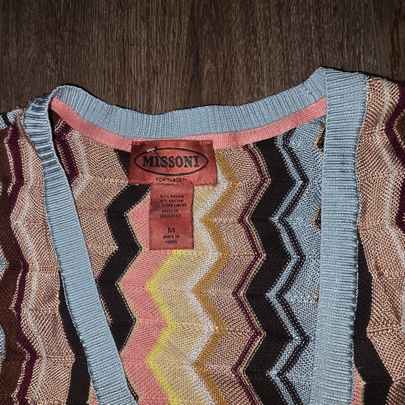 Missoni for Target Zigzag Knit Cardigan Sweater Medium Retro Multicolor Chevron - Picture 9 of 10